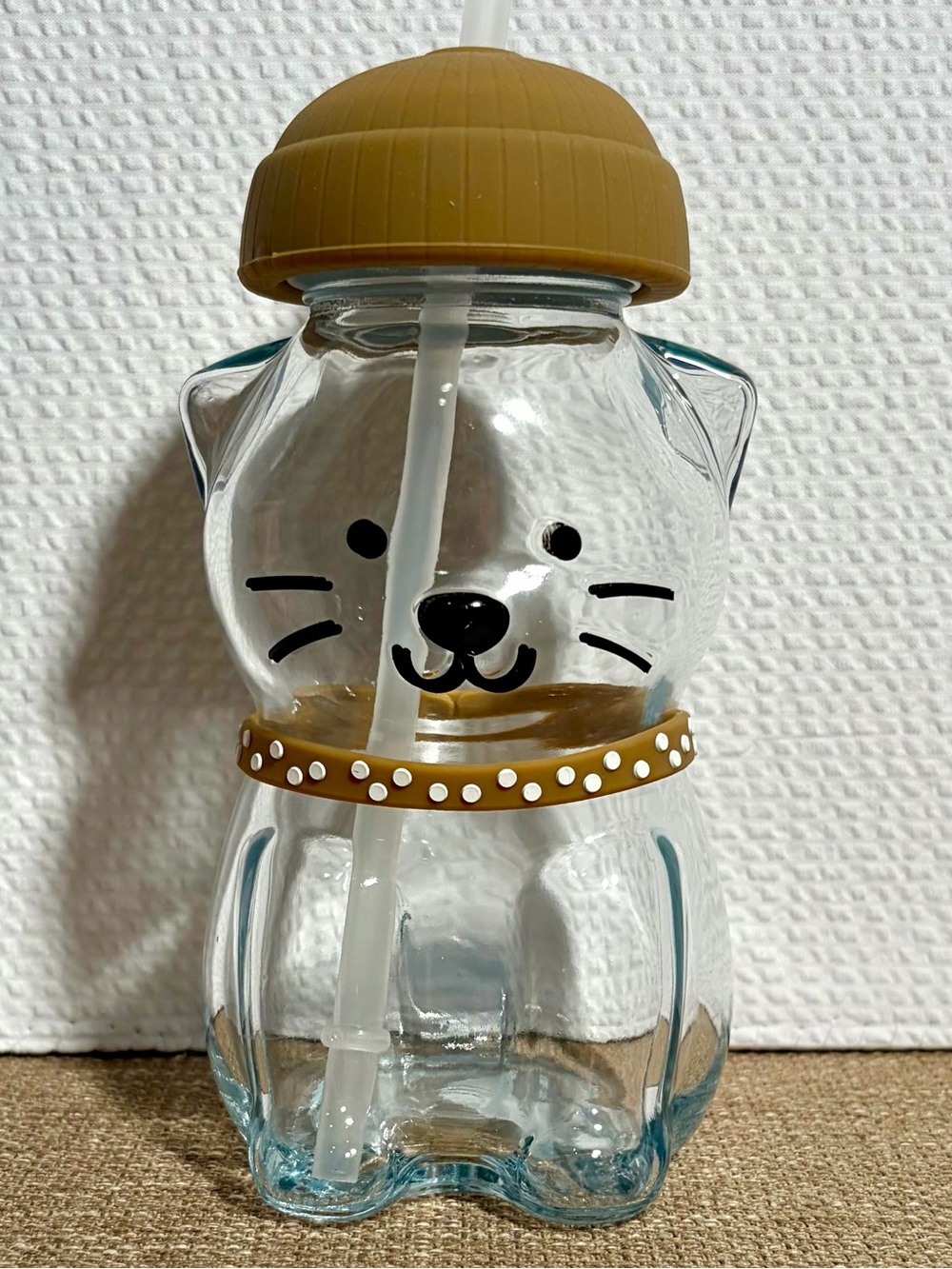 Glass Cat Tumbler with Beanie Hat
